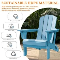 Weather Resistant Plastic HDPE Outdoor Patio Folding Adjustable Adirondack Chair With Cup Holder In Light Blue -More Furniture Store jearey plastic adirondack chairs cgtjy blue 1f 1000