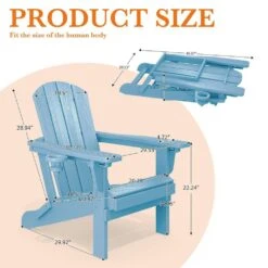 Weather Resistant Plastic HDPE Outdoor Patio Folding Adjustable Adirondack Chair With Cup Holder In Light Blue -More Furniture Store jearey plastic adirondack chairs cgtjy blue c3 1000