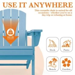 Weather Resistant Plastic HDPE Outdoor Patio Folding Adjustable Adirondack Chair With Cup Holder In Light Blue -More Furniture Store jearey plastic adirondack chairs cgtjy blue fa 1000