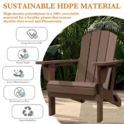 Weather Resistant Plastic HDPE Outdoor Patio Folding Adjustable Adirondack Chair With Cup Holder In Brown 13 Weather Resistant Plastic HDPE Outdoor Patio Folding Adjustable Adirondack Chair With Cup Holder In Brown -More Furniture Store jearey plastic adirondack chairs cgtjy brown 1f 1000