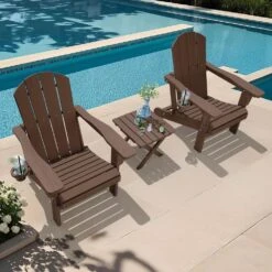 Weather Resistant Plastic HDPE Outdoor Patio Folding Adjustable Adirondack Chair With Cup Holder In Brown 17 Weather Resistant Plastic HDPE Outdoor Patio Folding Adjustable Adirondack Chair With Cup Holder In Brown -More Furniture Store jearey plastic adirondack chairs cgtjy brown 31 1000