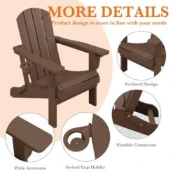 Weather Resistant Plastic HDPE Outdoor Patio Folding Adjustable Adirondack Chair With Cup Holder In Brown 14 Weather Resistant Plastic HDPE Outdoor Patio Folding Adjustable Adirondack Chair With Cup Holder In Brown -More Furniture Store jearey plastic adirondack chairs cgtjy brown 44 1000