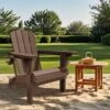 Weather Resistant Plastic HDPE Outdoor Patio Folding Adjustable Adirondack Chair With Cup Holder In Brown