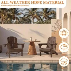 Weather Resistant Plastic HDPE Outdoor Patio Folding Adjustable Adirondack Chair With Cup Holder In Brown 16 Weather Resistant Plastic HDPE Outdoor Patio Folding Adjustable Adirondack Chair With Cup Holder In Brown -More Furniture Store jearey plastic adirondack chairs cgtjy brown 76 1000
