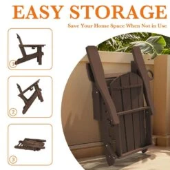 Weather Resistant Plastic HDPE Outdoor Patio Folding Adjustable Adirondack Chair With Cup Holder In Coffee -More Furniture Store jearey plastic adirondack chairs cgtjy coffee 4f 1000