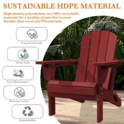 Weather Resistant Plastic HDPE Outdoor Patio Folding Adjustable Adirondack Chair With Cup Holder In Dark Red 13 Weather Resistant Plastic HDPE Outdoor Patio Folding Adjustable Adirondack Chair With Cup Holder In Dark Red -More Furniture Store jearey plastic adirondack chairs cgtjy dark red 1f 1000