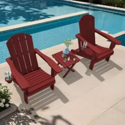 Weather Resistant Plastic HDPE Outdoor Patio Folding Adjustable Adirondack Chair With Cup Holder In Dark Red 17 Weather Resistant Plastic HDPE Outdoor Patio Folding Adjustable Adirondack Chair With Cup Holder In Dark Red -More Furniture Store jearey plastic adirondack chairs cgtjy dark red 31 1000
