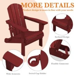 Weather Resistant Plastic HDPE Outdoor Patio Folding Adjustable Adirondack Chair With Cup Holder In Dark Red 14 Weather Resistant Plastic HDPE Outdoor Patio Folding Adjustable Adirondack Chair With Cup Holder In Dark Red -More Furniture Store jearey plastic adirondack chairs cgtjy dark red 44 1000