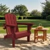 Weather Resistant Plastic HDPE Outdoor Patio Folding Adjustable Adirondack Chair With Cup Holder In Dark Red