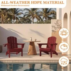 Weather Resistant Plastic HDPE Outdoor Patio Folding Adjustable Adirondack Chair With Cup Holder In Dark Red 16 Weather Resistant Plastic HDPE Outdoor Patio Folding Adjustable Adirondack Chair With Cup Holder In Dark Red -More Furniture Store jearey plastic adirondack chairs cgtjy dark red 76 1000