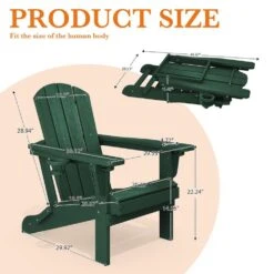 Weather Resistant Plastic HDPE Outdoor Patio Folding Adjustable Adirondack Chair With Cup Holder In Dark Green -More Furniture Store jearey plastic adirondack chairs cgtjy darkg c3 1000