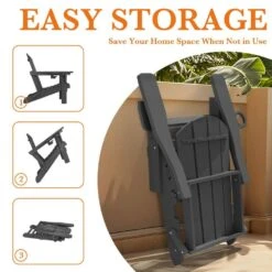 Weather Resistant Plastic HDPE Outdoor Patio Folding Adjustable Adirondack Chair With Cup Holder In Gray -More Furniture Store jearey plastic adirondack chairs cgtjy dr 4f 1000