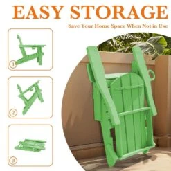 Weather Resistant Plastic HDPE Outdoor Patio Folding Adjustable Adirondack Chair With Cup Holder In Light Green -More Furniture Store jearey plastic adirondack chairs cgtjy green 4f 1000