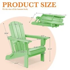 Weather Resistant Plastic HDPE Outdoor Patio Folding Adjustable Adirondack Chair With Cup Holder In Light Green -More Furniture Store jearey plastic adirondack chairs cgtjy green c3 1000