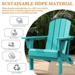 Weather Resistant Plastic HDPE Outdoor Patio Folding Adjustable Adirondack Chair With Cup Holder In Peacock Blue -More Furniture Store jearey plastic adirondack chairs cgtjy kql 1f 1000