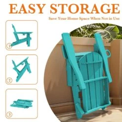 Weather Resistant Plastic HDPE Outdoor Patio Folding Adjustable Adirondack Chair With Cup Holder In Peacock Blue -More Furniture Store jearey plastic adirondack chairs cgtjy kql 4f 1000
