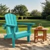 Weather Resistant Plastic HDPE Outdoor Patio Folding Adjustable Adirondack Chair With Cup Holder In Peacock Blue
