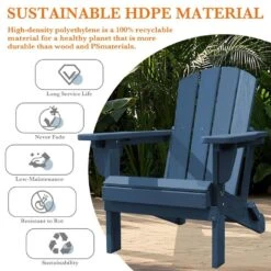 Weather Resistant Plastic HDPE Outdoor Patio Folding Adjustable Adirondack Chair With Cup Holder In Navy 13 Weather Resistant Plastic HDPE Outdoor Patio Folding Adjustable Adirondack Chair With Cup Holder In Navy -More Furniture Store jearey plastic adirondack chairs cgtjy ny 1f 1000