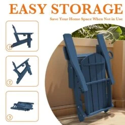 Weather Resistant Plastic HDPE Outdoor Patio Folding Adjustable Adirondack Chair With Cup Holder In Navy 12 Weather Resistant Plastic HDPE Outdoor Patio Folding Adjustable Adirondack Chair With Cup Holder In Navy -More Furniture Store jearey plastic adirondack chairs cgtjy ny 4f 1000