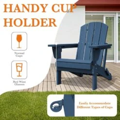 Weather Resistant Plastic HDPE Outdoor Patio Folding Adjustable Adirondack Chair With Cup Holder In Navy 15 Weather Resistant Plastic HDPE Outdoor Patio Folding Adjustable Adirondack Chair With Cup Holder In Navy -More Furniture Store jearey plastic adirondack chairs cgtjy ny fa 1000