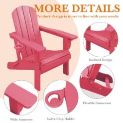 Weather Resistant Plastic HDPE Outdoor Patio Folding Adjustable Adirondack Chair With Cup Holder In Pink 14 Weather Resistant Plastic HDPE Outdoor Patio Folding Adjustable Adirondack Chair With Cup Holder In Pink -More Furniture Store jearey plastic adirondack chairs cgtjy pink 44 1000
