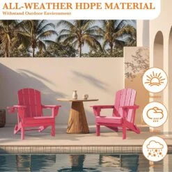 Weather Resistant Plastic HDPE Outdoor Patio Folding Adjustable Adirondack Chair With Cup Holder In Pink 16 Weather Resistant Plastic HDPE Outdoor Patio Folding Adjustable Adirondack Chair With Cup Holder In Pink -More Furniture Store jearey plastic adirondack chairs cgtjy pink 76 1000