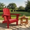 Weather Resistant Plastic HDPE Outdoor Patio Folding Adjustable Adirondack Chair With Cup Holder In Red