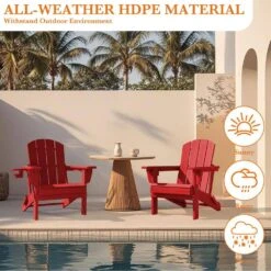 Weather Resistant Plastic HDPE Outdoor Patio Folding Adjustable Adirondack Chair With Cup Holder In Red 16 Weather Resistant Plastic HDPE Outdoor Patio Folding Adjustable Adirondack Chair With Cup Holder In Red -More Furniture Store jearey plastic adirondack chairs cgtjy red 76 1000