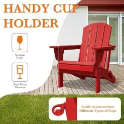 Weather Resistant Plastic HDPE Outdoor Patio Folding Adjustable Adirondack Chair With Cup Holder In Red 15 Weather Resistant Plastic HDPE Outdoor Patio Folding Adjustable Adirondack Chair With Cup Holder In Red -More Furniture Store jearey plastic adirondack chairs cgtjy red fa 1000
