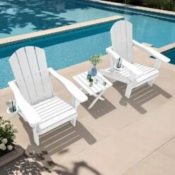 Weather Resistant Plastic HDPE Outdoor Patio Folding Adjustable Adirondack Chair With Cup Holder In White 17 Weather Resistant Plastic HDPE Outdoor Patio Folding Adjustable Adirondack Chair With Cup Holder In White -More Furniture Store jearey plastic adirondack chairs cgtjy we 31 1000
