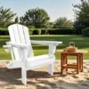 Weather Resistant Plastic HDPE Outdoor Patio Folding Adjustable Adirondack Chair With Cup Holder In White