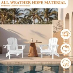 Weather Resistant Plastic HDPE Outdoor Patio Folding Adjustable Adirondack Chair With Cup Holder In White 16 Weather Resistant Plastic HDPE Outdoor Patio Folding Adjustable Adirondack Chair With Cup Holder In White -More Furniture Store jearey plastic adirondack chairs cgtjy we 76 1000
