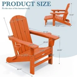 3-Level Adjustable Patio Folding Plastic Adirondack Chair With Retractable Ottoman, Cup And Phone Holders In Orange 11 3-Level Adjustable Patio Folding Plastic Adirondack Chair With Retractable Ottoman, Cup And Phone Holders In Orange -More Furniture Store jearey plastic adirondack chairs clgjtjy aj c3 1000
