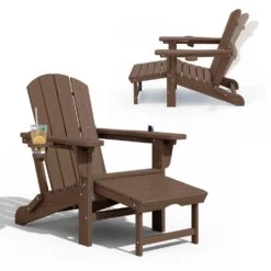 3-Level Adjustable Patio Folding Plastic Adirondack Chair With Retractable Ottoman, Cup And Phone Holders In Brown 12 3-Level Adjustable Patio Folding Plastic Adirondack Chair With Retractable Ottoman, Cup And Phone Holders In Brown -More Furniture Store jearey plastic adirondack chairs clgjtjy bn 40 1000