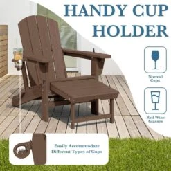 3-Level Adjustable Patio Folding Plastic Adirondack Chair With Retractable Ottoman, Cup And Phone Holders In Brown 17 3-Level Adjustable Patio Folding Plastic Adirondack Chair With Retractable Ottoman, Cup And Phone Holders In Brown -More Furniture Store jearey plastic adirondack chairs clgjtjy bn fa 1000