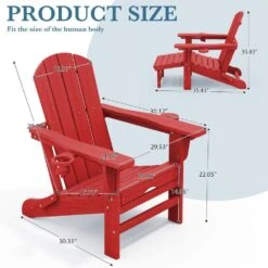 3-Level Adjustable Patio Folding Plastic Adirondack Chair With Retractable Ottoman, Cup And Phone Holders In Bright Red 11 3-Level Adjustable Patio Folding Plastic Adirondack Chair With Retractable Ottoman, Cup And Phone Holders In Bright Red -More Furniture Store jearey plastic adirondack chairs clgjtjy brd c3 1000