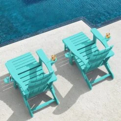 3-Level Adjustable Patio Folding Plastic Adirondack Chair With Retractable Ottoman, Cup And Phone Holders In Cyan 17 3-Level Adjustable Patio Folding Plastic Adirondack Chair With Retractable Ottoman, Cup And Phone Holders In Cyan -More Furniture Store jearey plastic adirondack chairs clgjtjy kql 31 1000