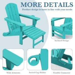 3-Level Adjustable Patio Folding Plastic Adirondack Chair With Retractable Ottoman, Cup And Phone Holders In Cyan 14 3-Level Adjustable Patio Folding Plastic Adirondack Chair With Retractable Ottoman, Cup And Phone Holders In Cyan -More Furniture Store jearey plastic adirondack chairs clgjtjy kql 44 1000