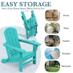 3-Level Adjustable Patio Folding Plastic Adirondack Chair With Retractable Ottoman, Cup And Phone Holders In Cyan 12 3-Level Adjustable Patio Folding Plastic Adirondack Chair With Retractable Ottoman, Cup And Phone Holders In Cyan -More Furniture Store jearey plastic adirondack chairs clgjtjy kql 4f 1000