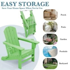 3-Level Adjustable Patio Folding Plastic Adirondack Chair With Retractable Ottoman, Cup And Phone Holders In Light Green 12 3-Level Adjustable Patio Folding Plastic Adirondack Chair With Retractable Ottoman, Cup And Phone Holders In Light Green -More Furniture Store jearey plastic adirondack chairs clgjtjy lgn 4f 1000