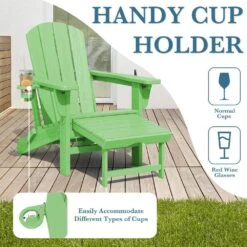 3-Level Adjustable Patio Folding Plastic Adirondack Chair With Retractable Ottoman, Cup And Phone Holders In Light Green 15 3-Level Adjustable Patio Folding Plastic Adirondack Chair With Retractable Ottoman, Cup And Phone Holders In Light Green -More Furniture Store jearey plastic adirondack chairs clgjtjy lgn fa 1000