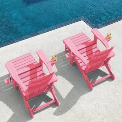 3-Level Adjustable Patio Folding Plastic Adirondack Chair With Retractable Ottoman, Cup And Phone Holders In Light Pink 17 3-Level Adjustable Patio Folding Plastic Adirondack Chair With Retractable Ottoman, Cup And Phone Holders In Light Pink -More Furniture Store jearey plastic adirondack chairs clgjtjy lpk 31 1000