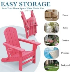 3-Level Adjustable Patio Folding Plastic Adirondack Chair With Retractable Ottoman, Cup And Phone Holders In Light Pink 12 3-Level Adjustable Patio Folding Plastic Adirondack Chair With Retractable Ottoman, Cup And Phone Holders In Light Pink -More Furniture Store jearey plastic adirondack chairs clgjtjy lpk 4f 1000
