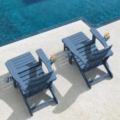 3-Level Adjustable Patio Folding Plastic Adirondack Chair With Retractable Ottoman, Cup And Phone Holders In Navy 15 3-Level Adjustable Patio Folding Plastic Adirondack Chair With Retractable Ottoman, Cup And Phone Holders In Navy -More Furniture Store jearey plastic adirondack chairs clgjtjy ny 31 1000