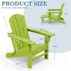 3-Level Adjustable Patio Folding Plastic Adirondack Chair With Retractable Ottoman, Cup And Phone Holders In Apple Green -More Furniture Store jearey plastic adirondack chairs clgjtjy pgl c3 1000