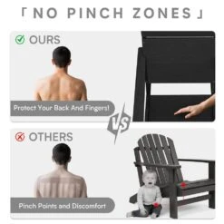 Classic Black Extended Seat Wider Armrest Plastic Adirondack Chair -More Furniture Store jearey plastic adirondack chairs dabanqwy black 1f 1000