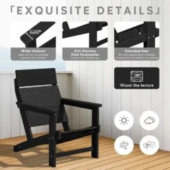Classic Black Extended Seat Wider Armrest Plastic Adirondack Chair -More Furniture Store jearey plastic adirondack chairs dabanqwy black 4f 1000