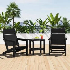 Classic Black Extended Seat Wider Armrest Plastic Adirondack Chair -More Furniture Store jearey plastic adirondack chairs dabanqwy black 76 1000