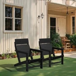 Classic Black Extended Seat Wider Armrest Plastic Adirondack Chair -More Furniture Store jearey plastic adirondack chairs dabanqwy black fa 1000