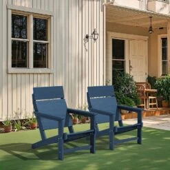 Classic Navy Extended Seat Wider Armrest Plastic Adirondack Chair -More Furniture Store jearey plastic adirondack chairs dabanqwy navy fa 1000